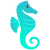 Turquoise Outlined Ombre Seahorse