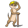 Suricate comme mineur avec pioche