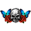 Skull Skull Roses Flowers Butterfly