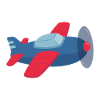 Red and Blue Propeller Aeroplane