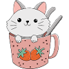 mignon Chat Kawai dans une tasse