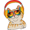 Chat-ami Chat Face avec écouteurs