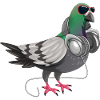 Divertente uccello musicale cuffie piccione techno