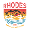 Rhodes Greece Design with Palm Trees and Beach