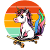 Einhorn Skateboard Retro