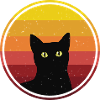 black cat cat retro
