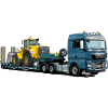 Low-loader with excavator