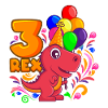 3 REX DINO birthday 3 years dinosaur