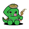 Dinosaurs with spaghetti