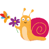 Snail with flower and bee