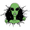 Alien looks out