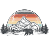 Sunset Mountain Bear Silhouette