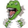 Dino T-Rex hoved kløer dinosaur hul revet