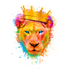 Amanti del leone, testa di leone, la leonessa regina colorata