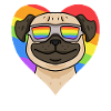 Mops coeur arc-en-ciel