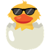 Yellow duck with sunglasses