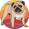Mops Pug Retro Sunset