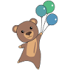 Bear flies up with balloons