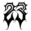 Number 23 Gothic calligraphy