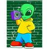 Alien Old School Hip Hop Valigia Radio Street Art