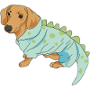 Dachshunds in Dinokostüm