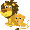 Lion Pair Lion Comic Cartoon Lion Cub
