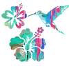 kolibri,aquarelle ,fleurs, hibiscus,floral,oiseau