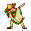 Dabbing Mexican Aztec with sombrero and poncho