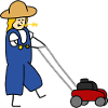 Gardener with lawn mower