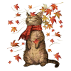Cat Leaf Fall Hello Autumn