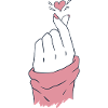 kpop hand heart pink