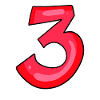 3 red - number three - digit