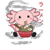 Axolotl mangia ramen cibo giapponese kawaii animali