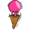 Rosa schmelzendes Eis am Waffelkegel