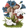 Cats, mushrooms and flowers