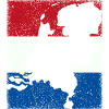 Netherlands flag with map / outline