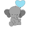 Baby Elephant with Heart Balloon 💙💙