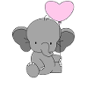 Baby Elephant with Heart Balloon💗