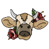 Illustration Cow with Flowers Vegan