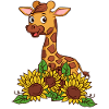 Giraffe mit Sonnenblumen
