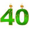 Emerald Forty Birthday Candles