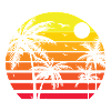 80S Summer Beach Palm Tree Sunset