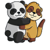 Panda med surikat Kärlek söta söta djur