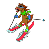 Comic horse skis