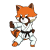 Comic red panda makes karate