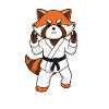Comic red panda makes judo