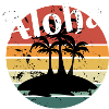 Hawaii Aloha Palms Retro