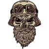 Skull with beard and helmet