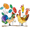 Hen and rooster