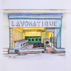 Laundromat Lavomatique Freehand Drawing Art